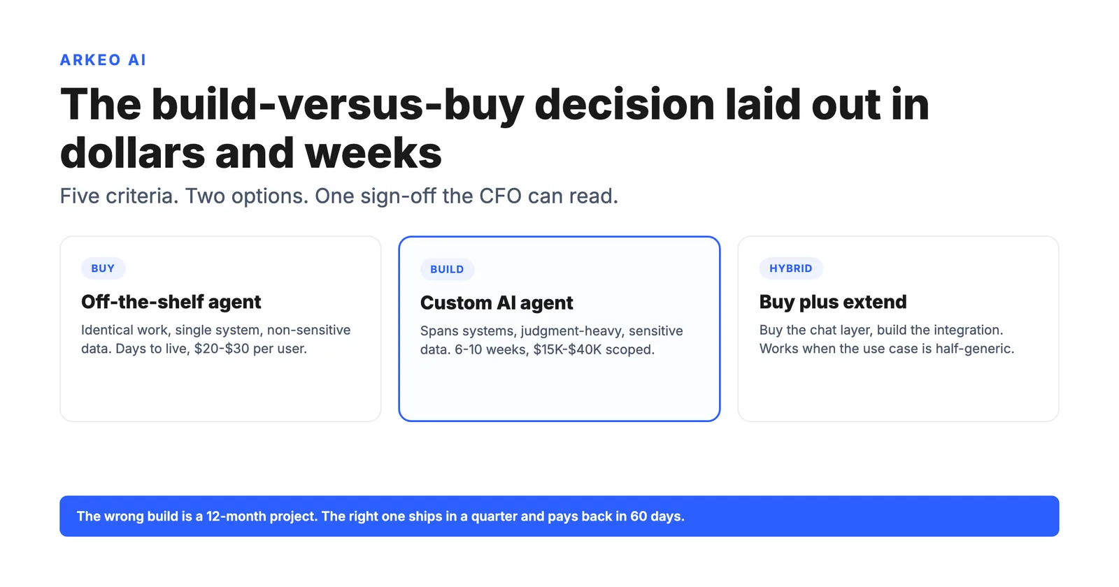 Hero diagram for custom ai agents solutions: build vs buy
